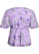 Blus i chiffong med blommor och korta &auml;rmar, Lila, Packshot image number 1