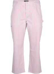 Randiga cargojeans med rak passform, Rose White Stripe
