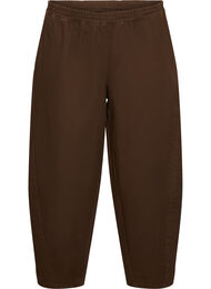 Barrel-jeans med h&ouml;g midja och res&aring;r i midjan, Brun