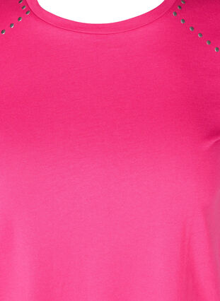 T-shirt i bomull med nitar, Fuchsia Purple, Packshot image number 2