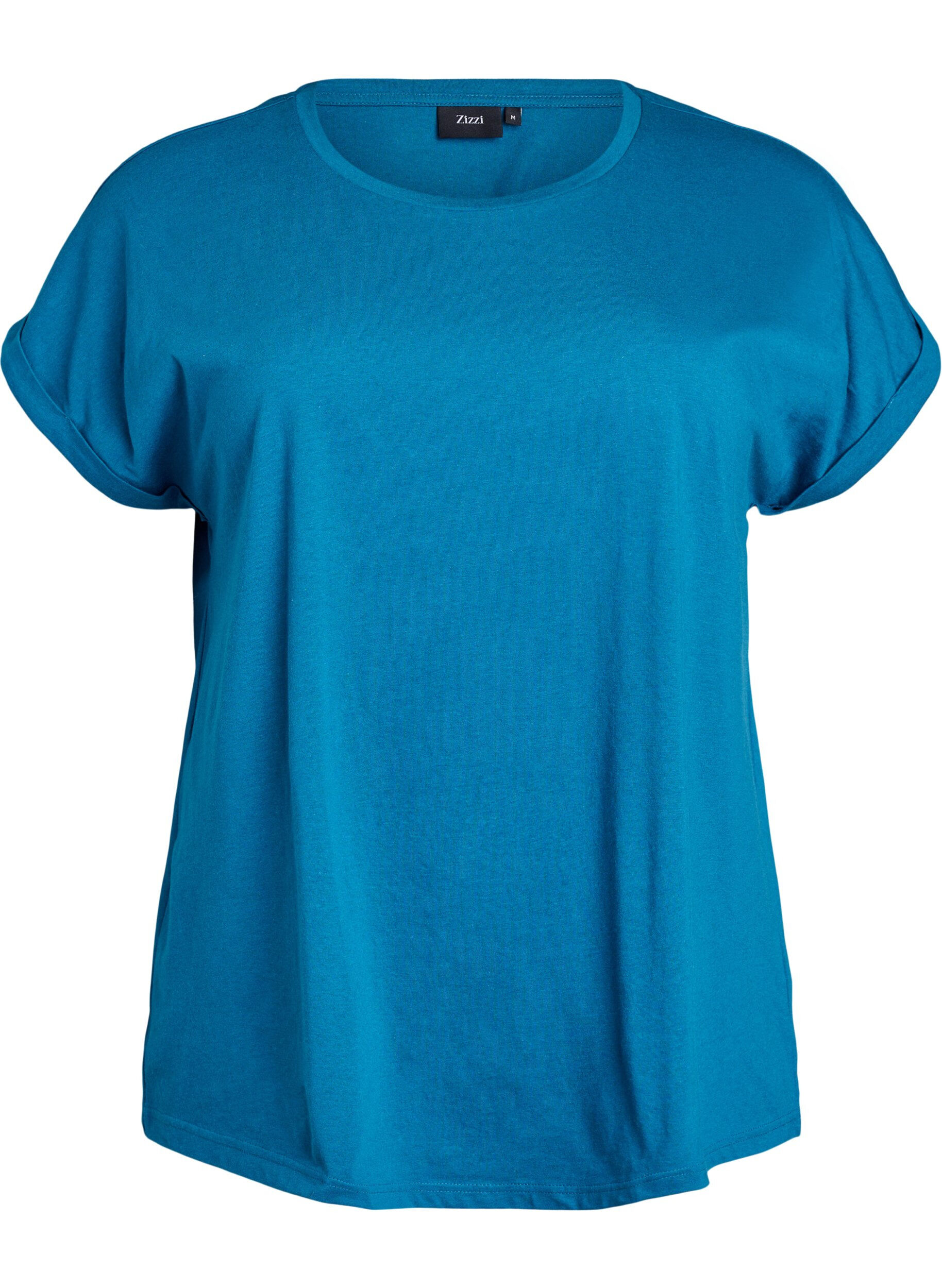 ZizziKort&auml;rmad t-shirt i bomullsmix, Bl&aring;, Packshot image number 0