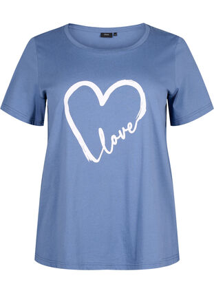 T-shirt i bomull med rund halsringning och tryck, Moonlight W.Heart L., Packshot image number 0