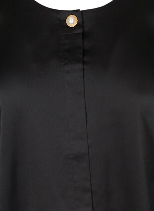 Skjortblus med rund hals, Black, Packshot image number 2