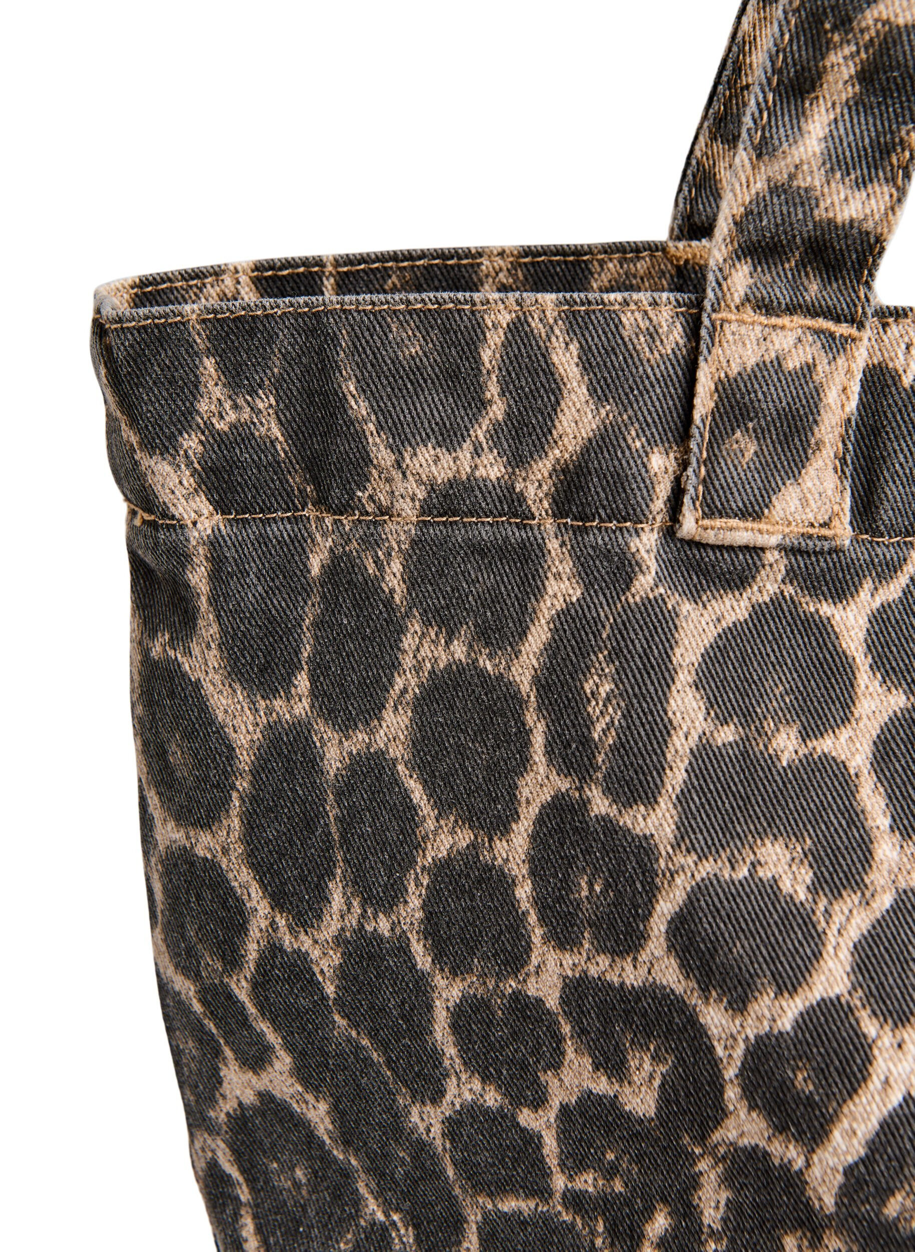 Zizzi Shopper i denim med leopardm&ouml;nster, Brun, Packshot image number 2