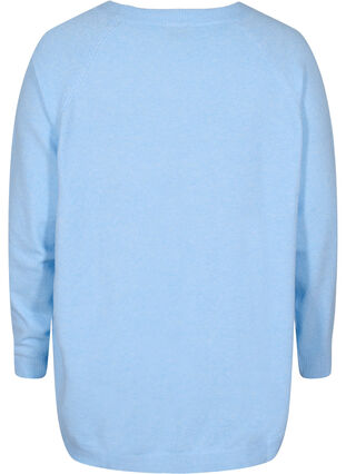 Stickad tröja med knappdetaljer, Chambray Blue Mel., Packshot image number 1