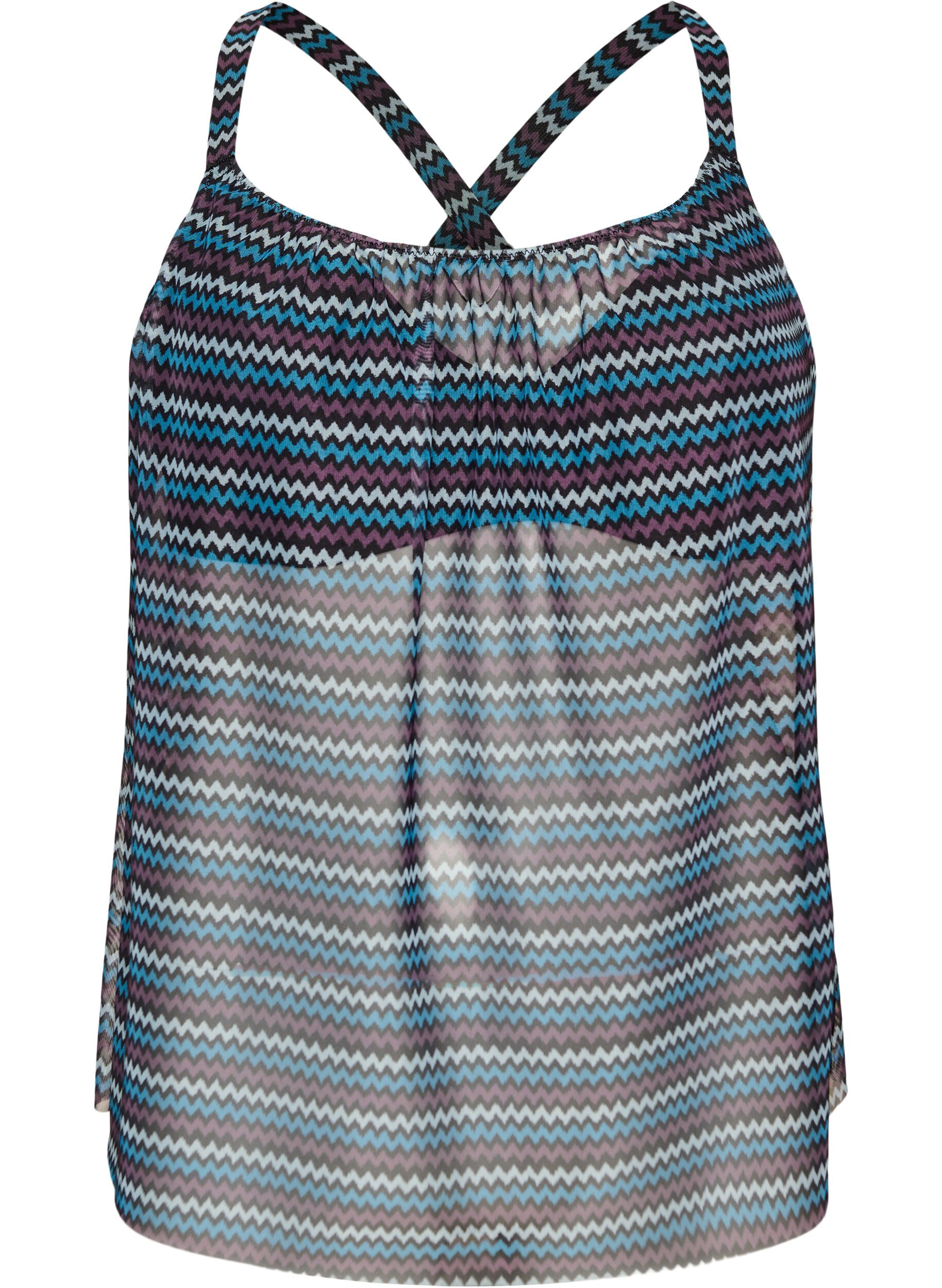 ZizziM&ouml;nstrad tankinitopp med bygel och kors i ryggen, Bl&aring;, Packshot image number 0