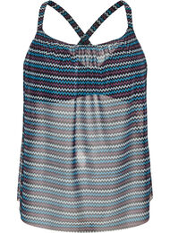 M&ouml;nstrad tankinitopp med bygel och kors i ryggen, Bl&aring;