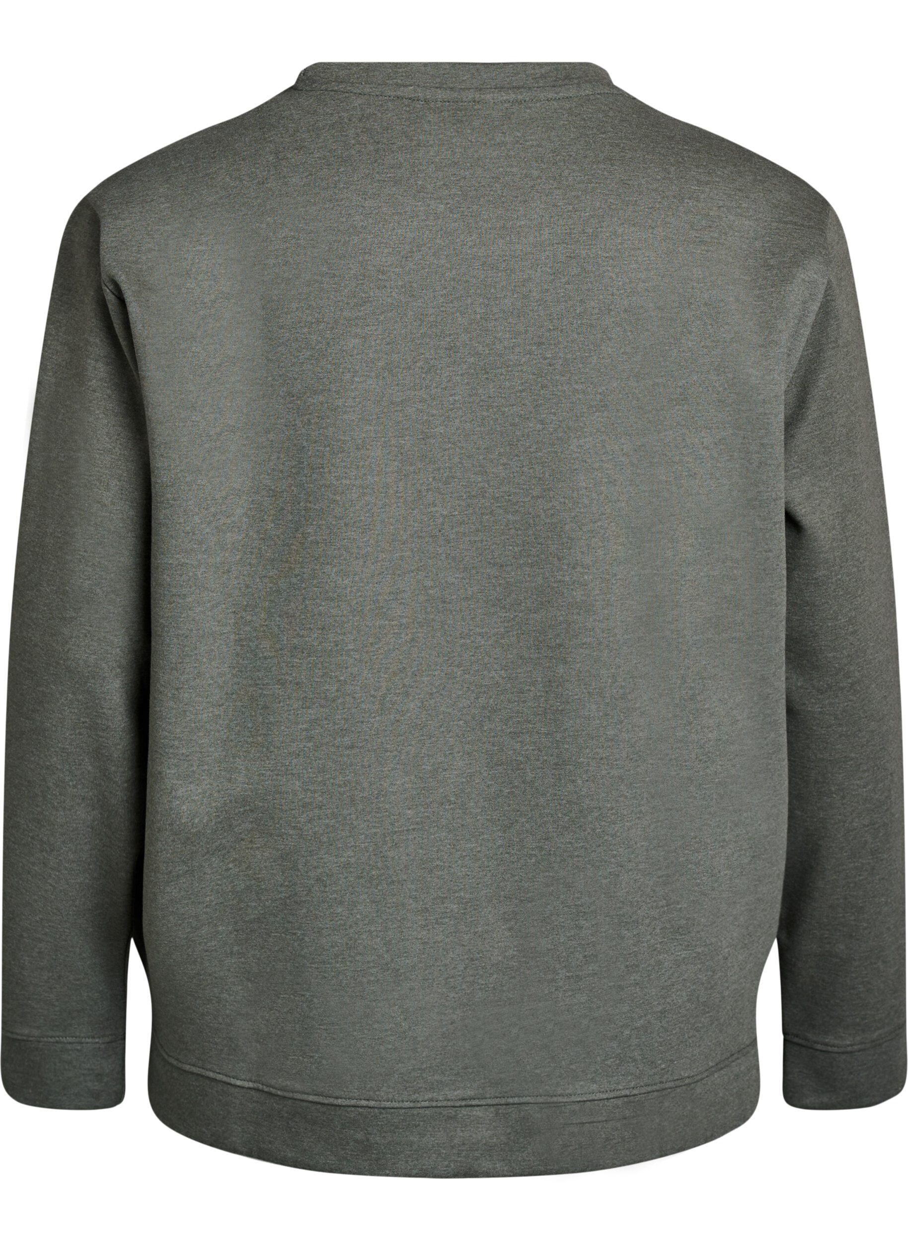 Zizzi Sweatshirt med rund halsringning, Gr&ouml;n, Packshot image number 1