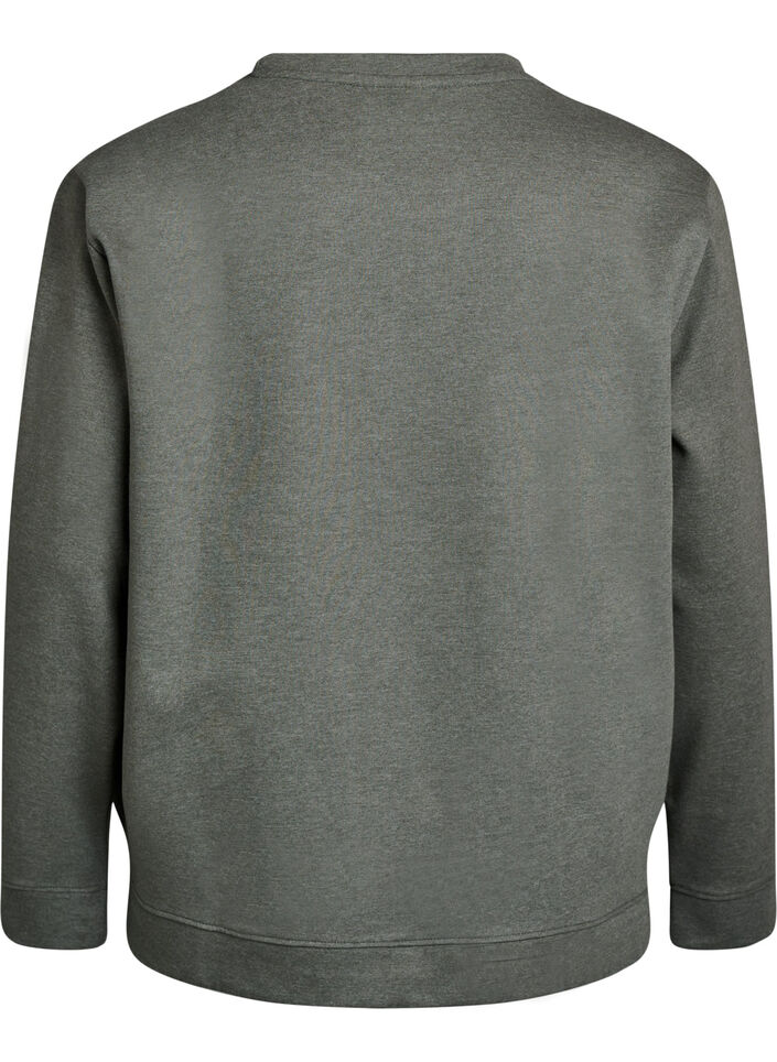 Sweatshirt med rund halsringning, Gr&ouml;n, Packshot image number 1