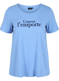 Kortärmad bomulls t-shirt med tryck, Ultramarine / N.Sky