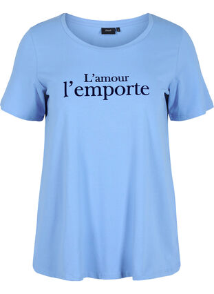 Kortärmad bomulls t-shirt med tryck, Ultramarine / N.Sky, Packshot image number 0