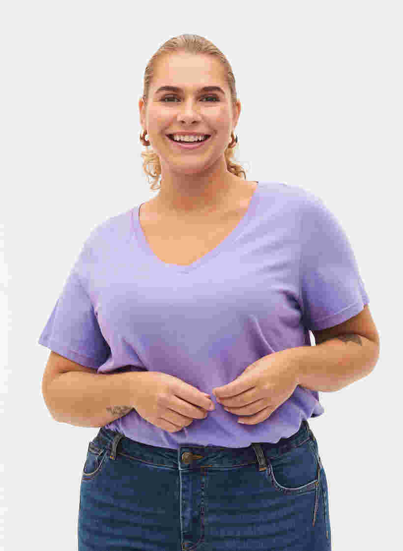 2-pack t-shirt i bomull, Paisley Purple/Navy, Model