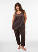 Topp i velour med spetskant, Brun, Model image number 1
