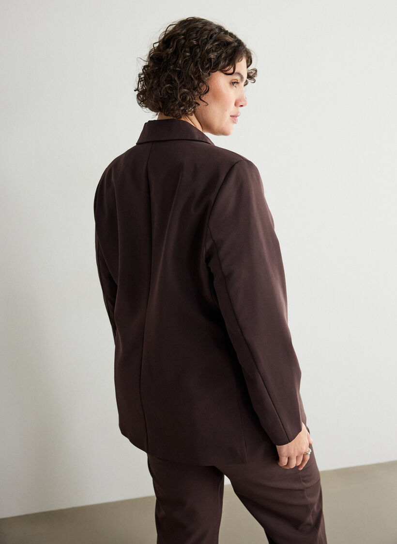 Klassisk kavaj med knappst&auml;ngning, Brun, Model image number 2