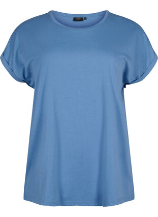 Kortärmad t-shirt i bomullsmix, Moonlight Blue, Packshot image number 0