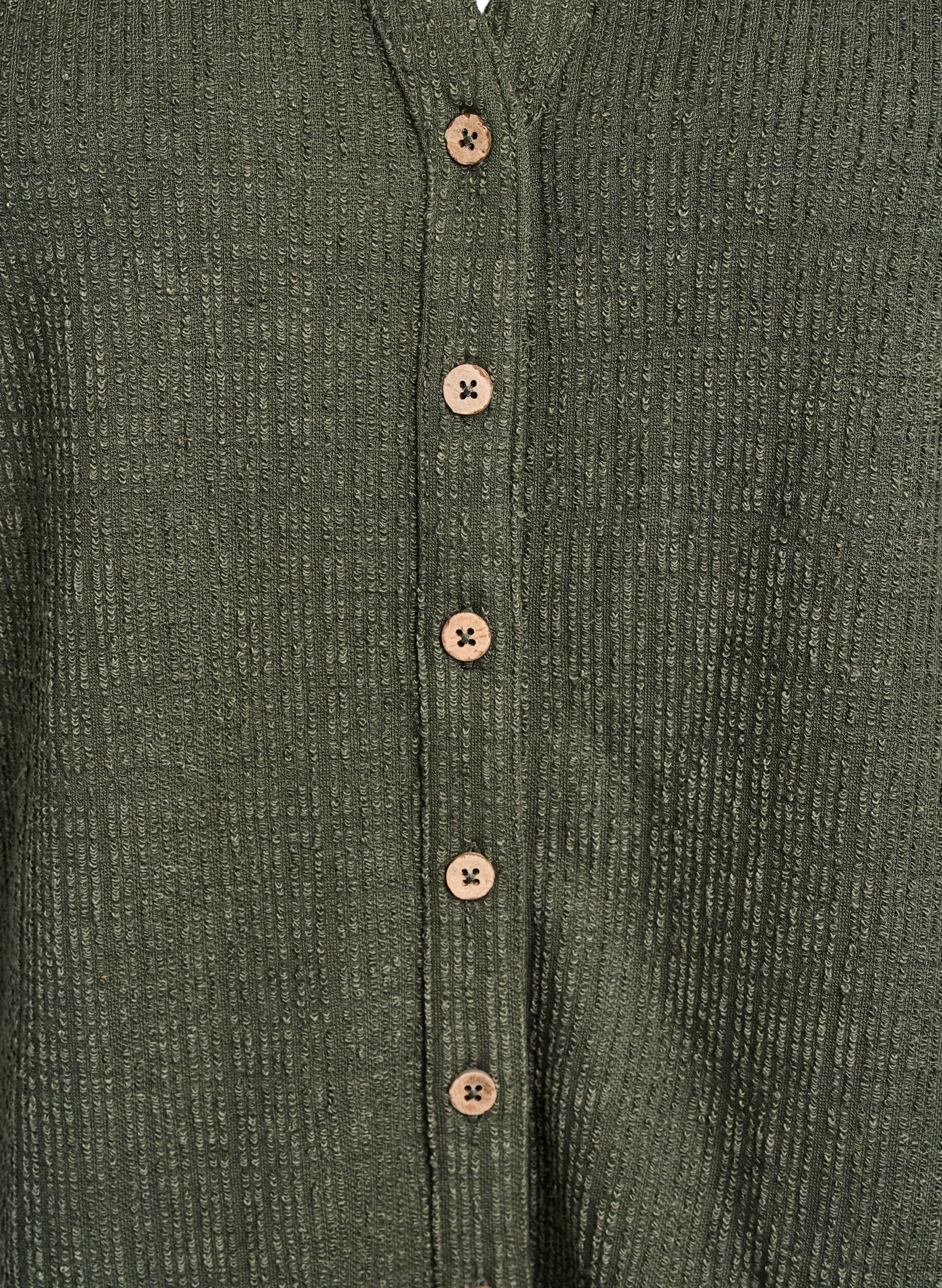 Zizzi Blus med struktur och V-ringning, Thyme, Packshot image number 2