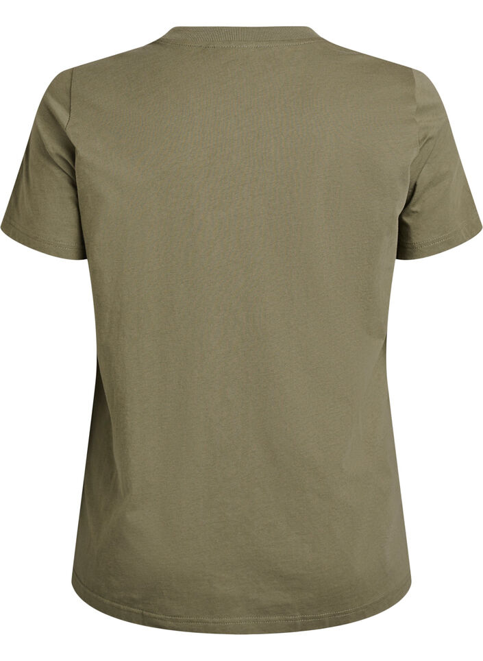 Enkel t-shirt i bomull med rund halsringning, Gr&ouml;n, Packshot image number 1