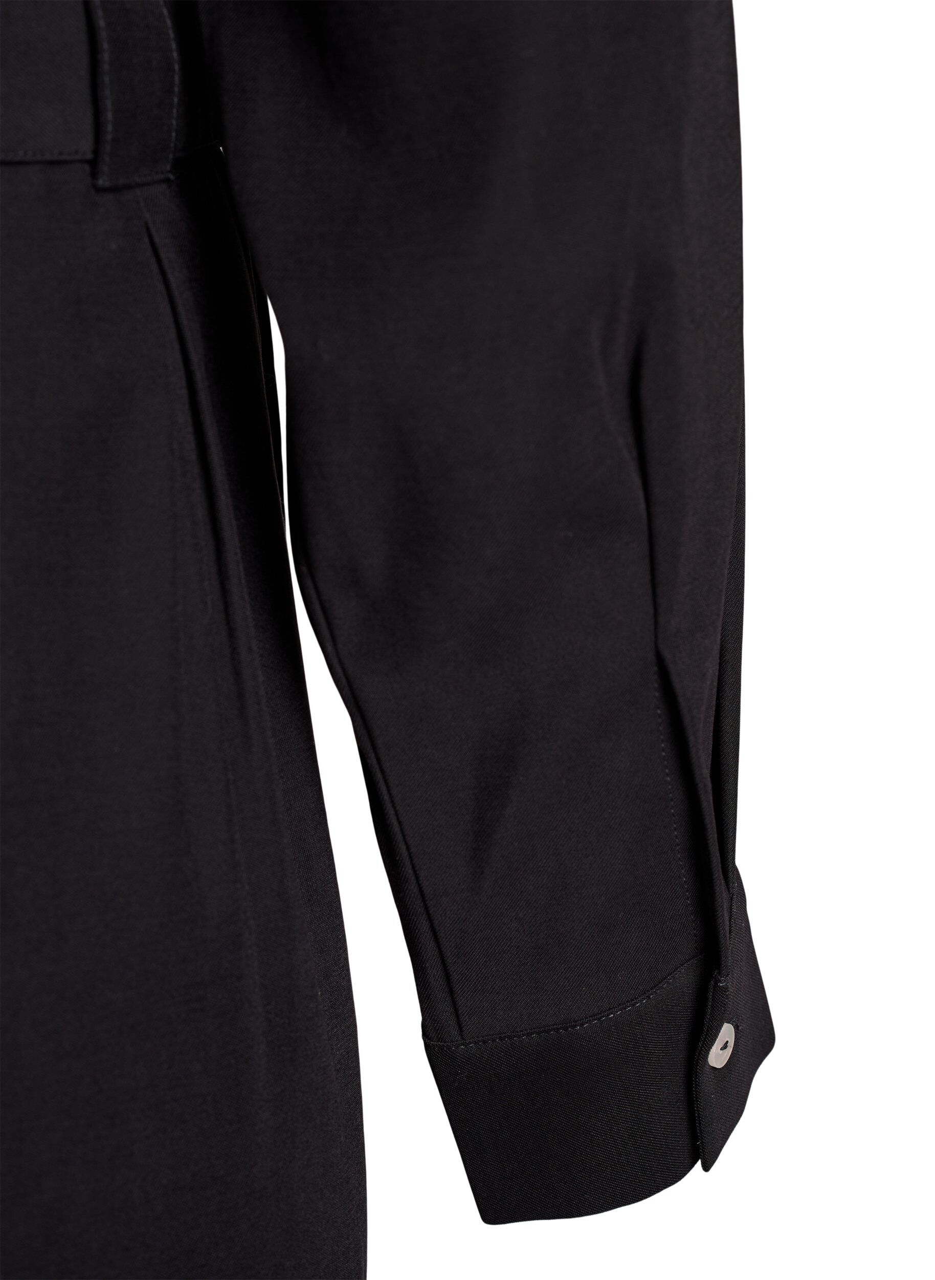 Zizzi Skjortkl&auml;nning med knytsk&auml;rp och l&aring;nga &auml;rmar, Svart, Packshot image number 3