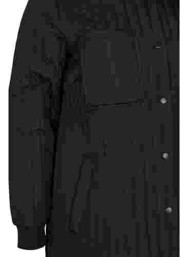 Quiltad jacka med bröstfickor och krage, Black, Packshot image number 3