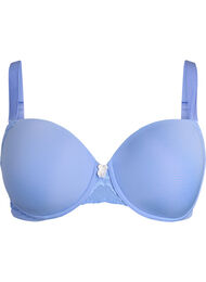 Formpressad BH i mikrofiber med spetsdetaljer och rosett, Bl&aring;