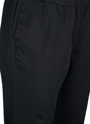 Byxor i bomull och linne med fickor, Black, Packshot image number 2