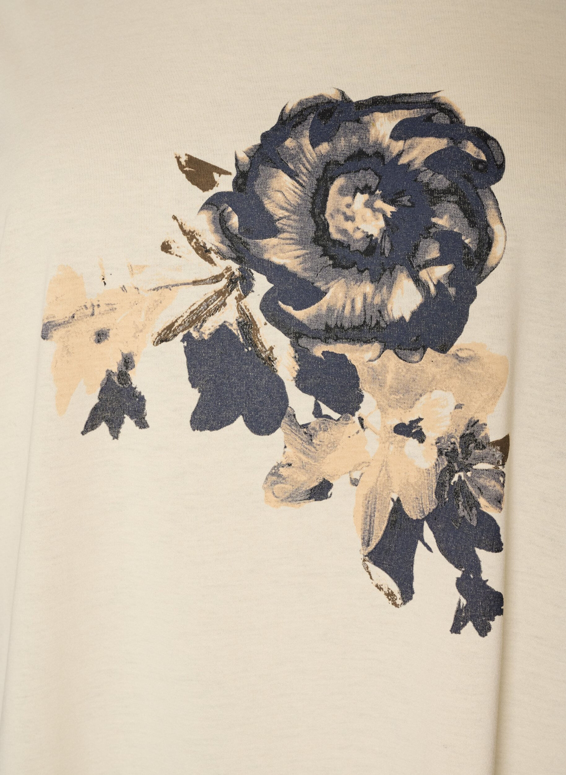 ZizziT-shirt med dekorativt tryck framtill, Vanilla, Packshot image number 2