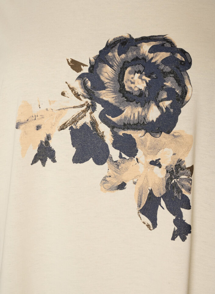 T-shirt med dekorativt tryck framtill, Vanilla, Packshot image number 2