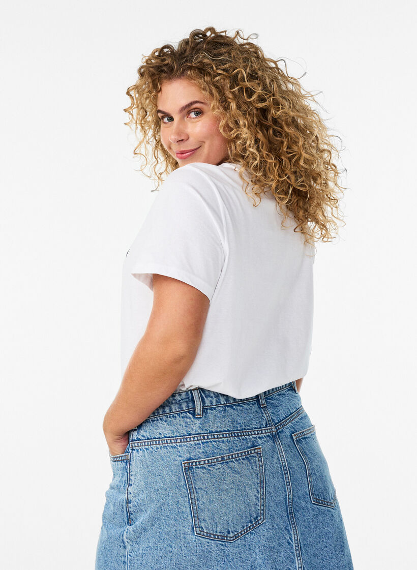 T-shirt i ekologisk bomull med citrustryck, Vit, Model image number 2