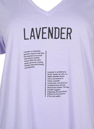 V-ringad t-shirt i bomull med texttryck, Lavender w. Text, Packshot image number 2