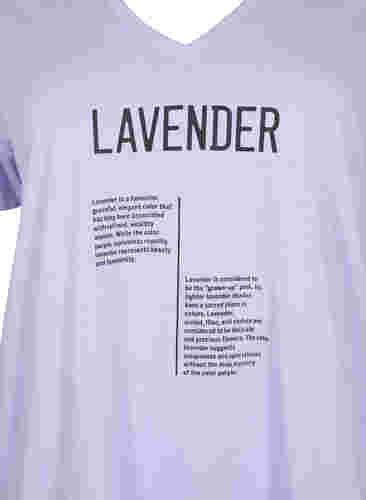 V-ringad t-shirt i bomull med texttryck, Lavender w. Text, Packshot image number 2