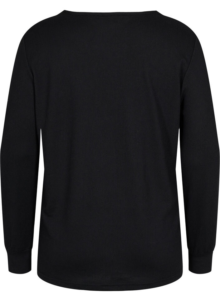 L&aring;ng&auml;rmad topp med spetsdetaljer, Black, Packshot image number 1