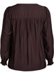Viskosblus med smock och rynkade detaljer, Brun, Packshot image number 1
