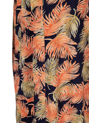 Kortärmad viskosklänning med mönster, Orange Leaf, Packshot image number 3