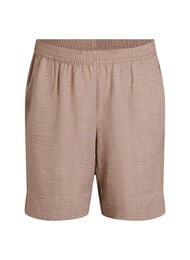 Shorts med fickor och h&ouml;g midja, Brun