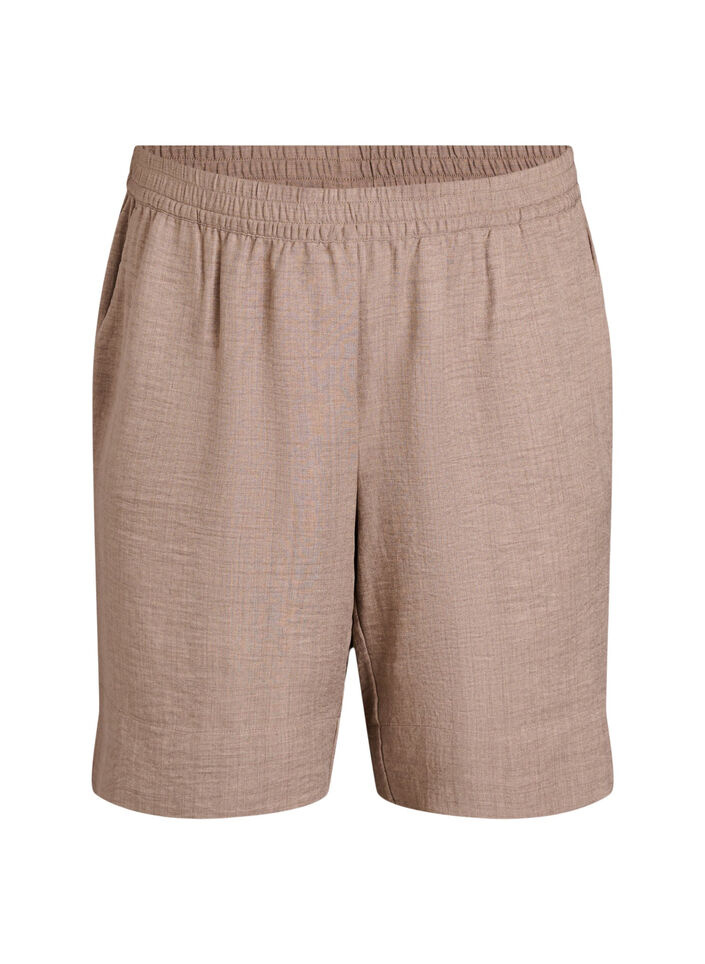 Shorts med fickor och h&ouml;g midja, Brun, Packshot image number 0