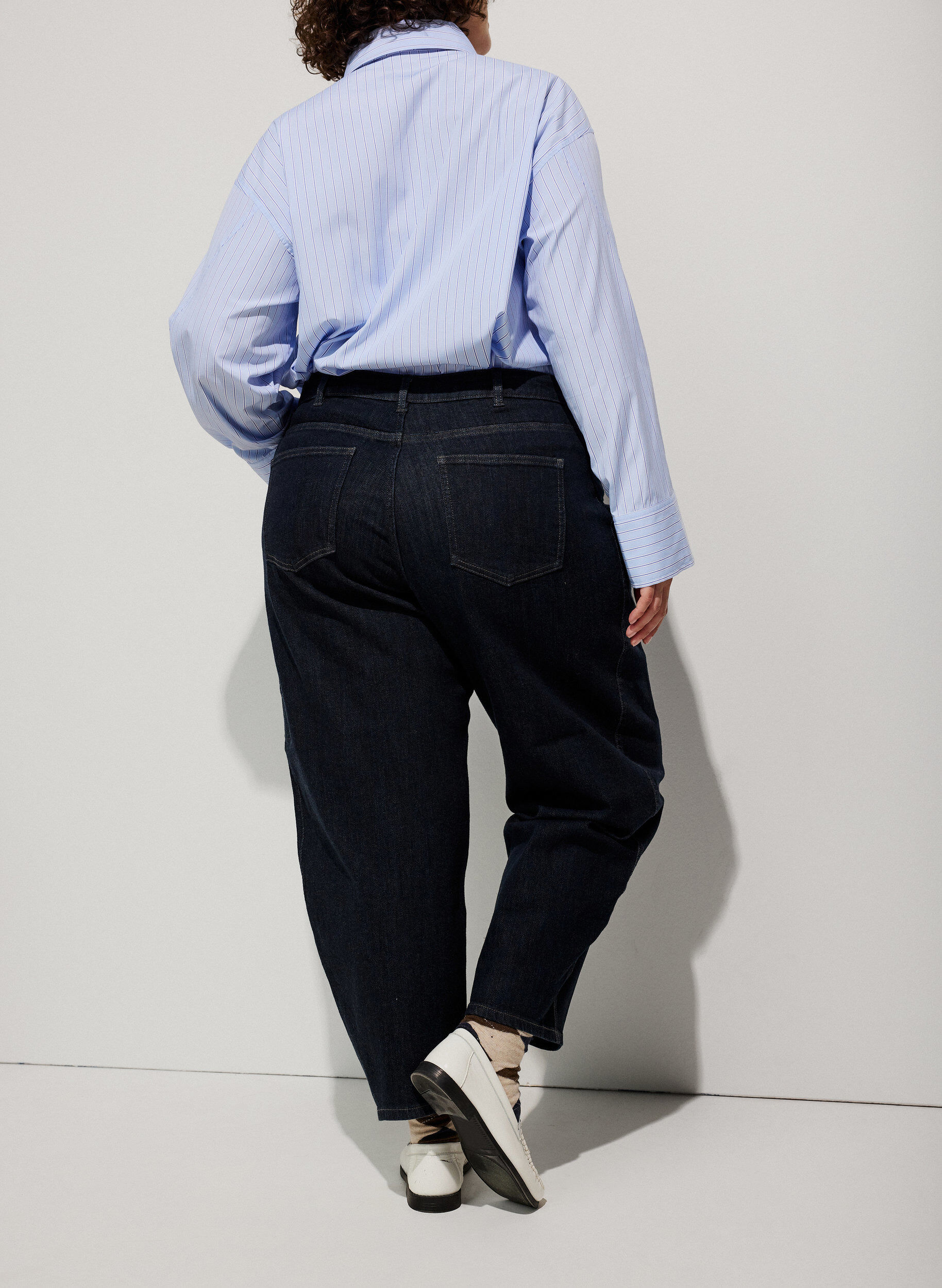 ZizziBarrel fit-jeans med h&ouml;g midja, Bl&aring;, Image image number 0
