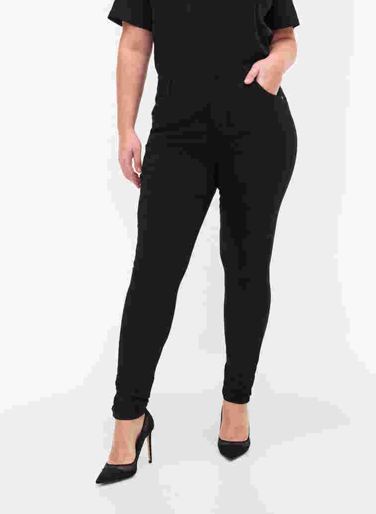Slim fit byxor med fickor, Black, Model image number 3