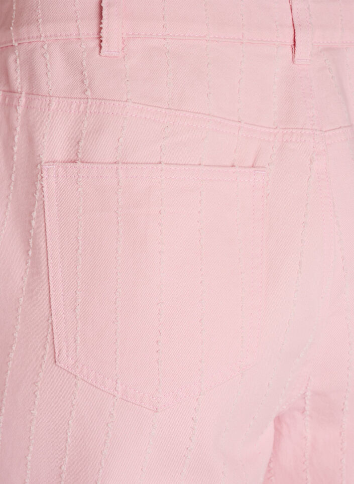 Myra jeans i f&auml;rgad denim med bred passform och texturerat m&ouml;nster, Rosa, Packshot image number 3