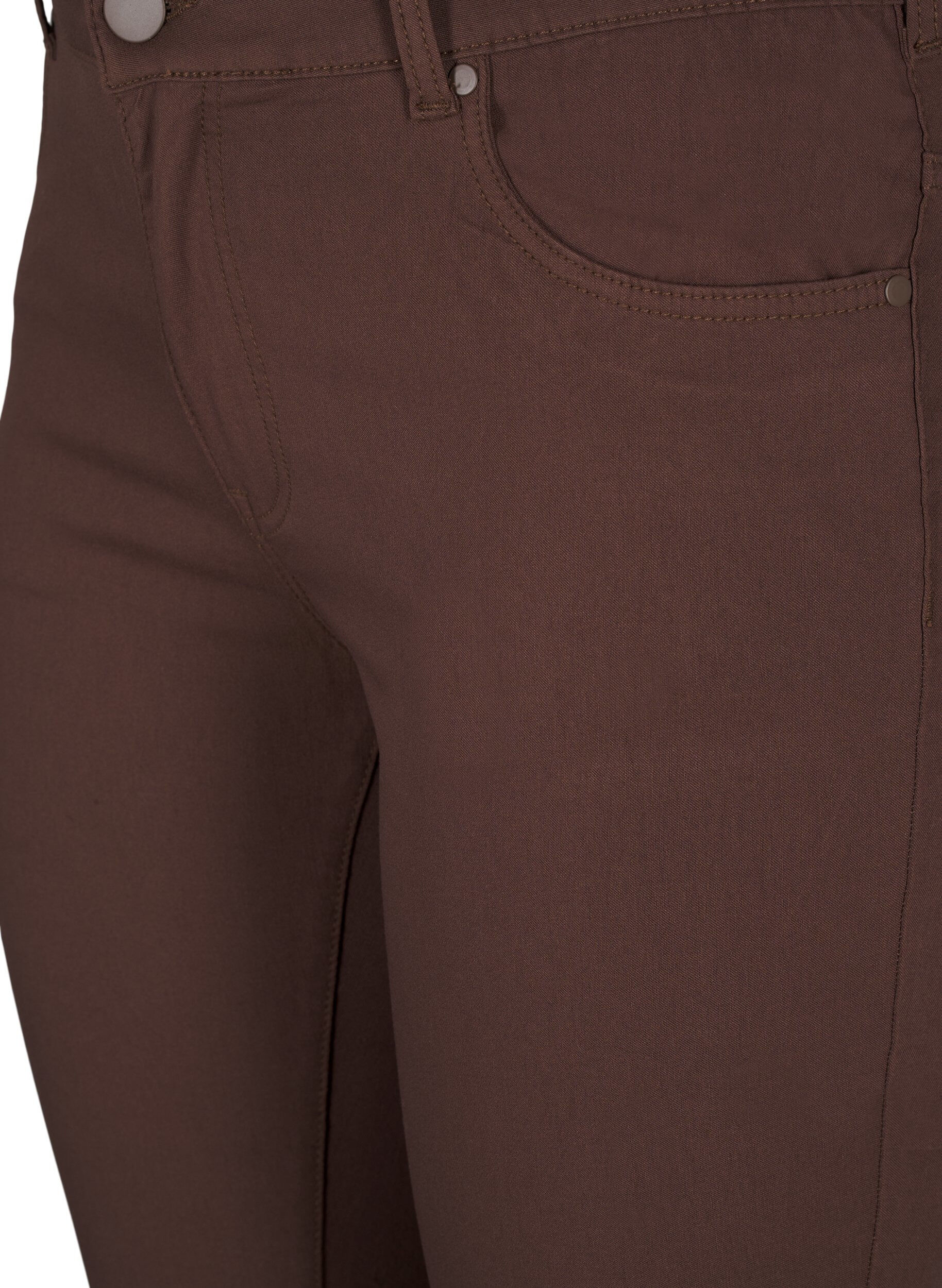 Zizzi Slim fit byxor med fickor, Brun, Packshot image number 2