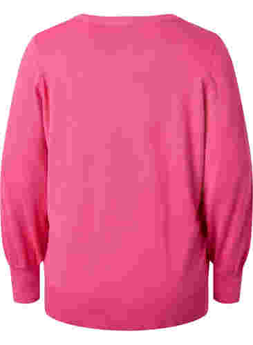 Ribbad kofta med knappar, Hot Pink, Packshot image number 1