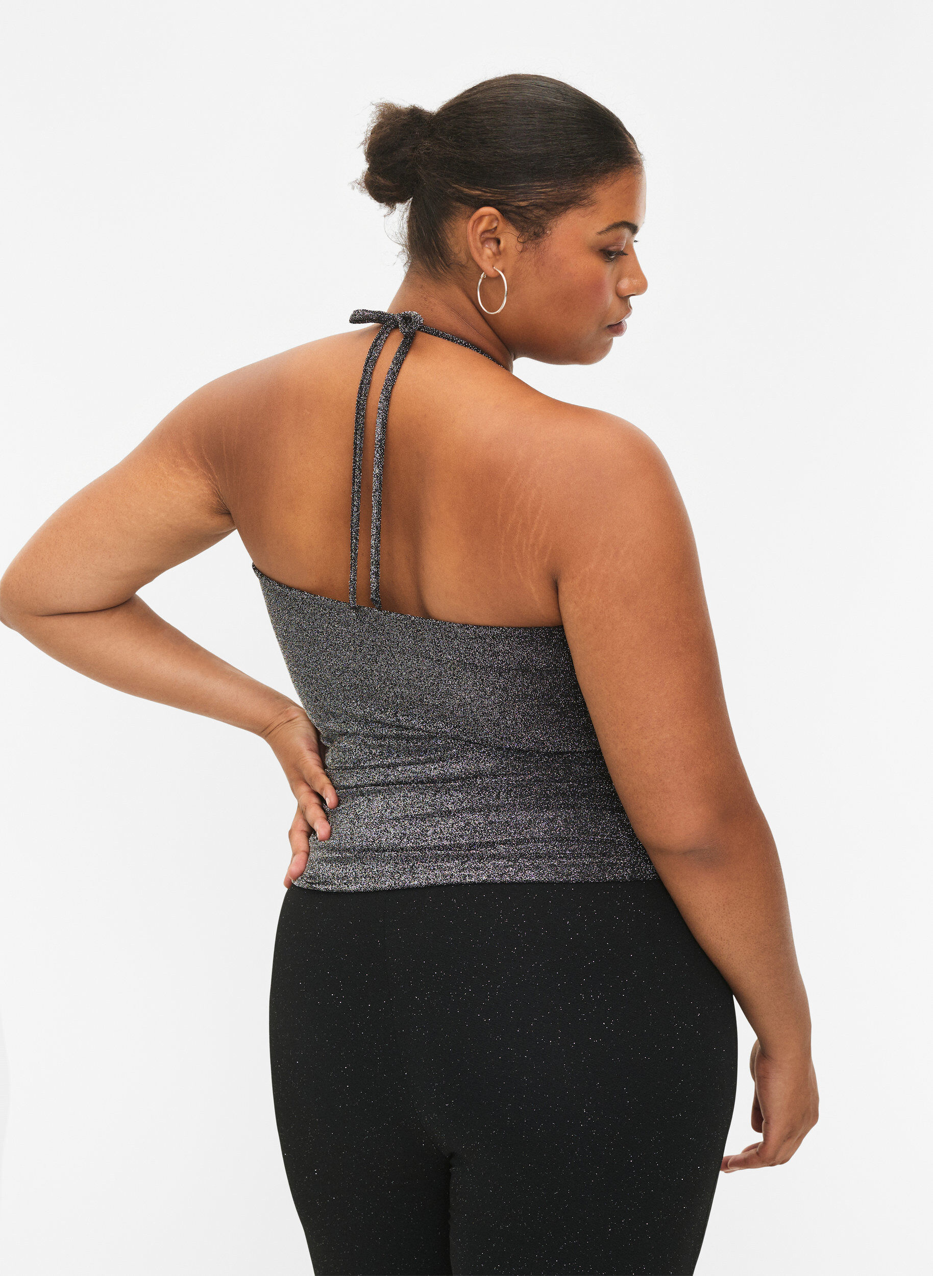 Zizzi Silverf&auml;rgad &auml;rml&ouml;s topp, Black Silver, Model image number 1