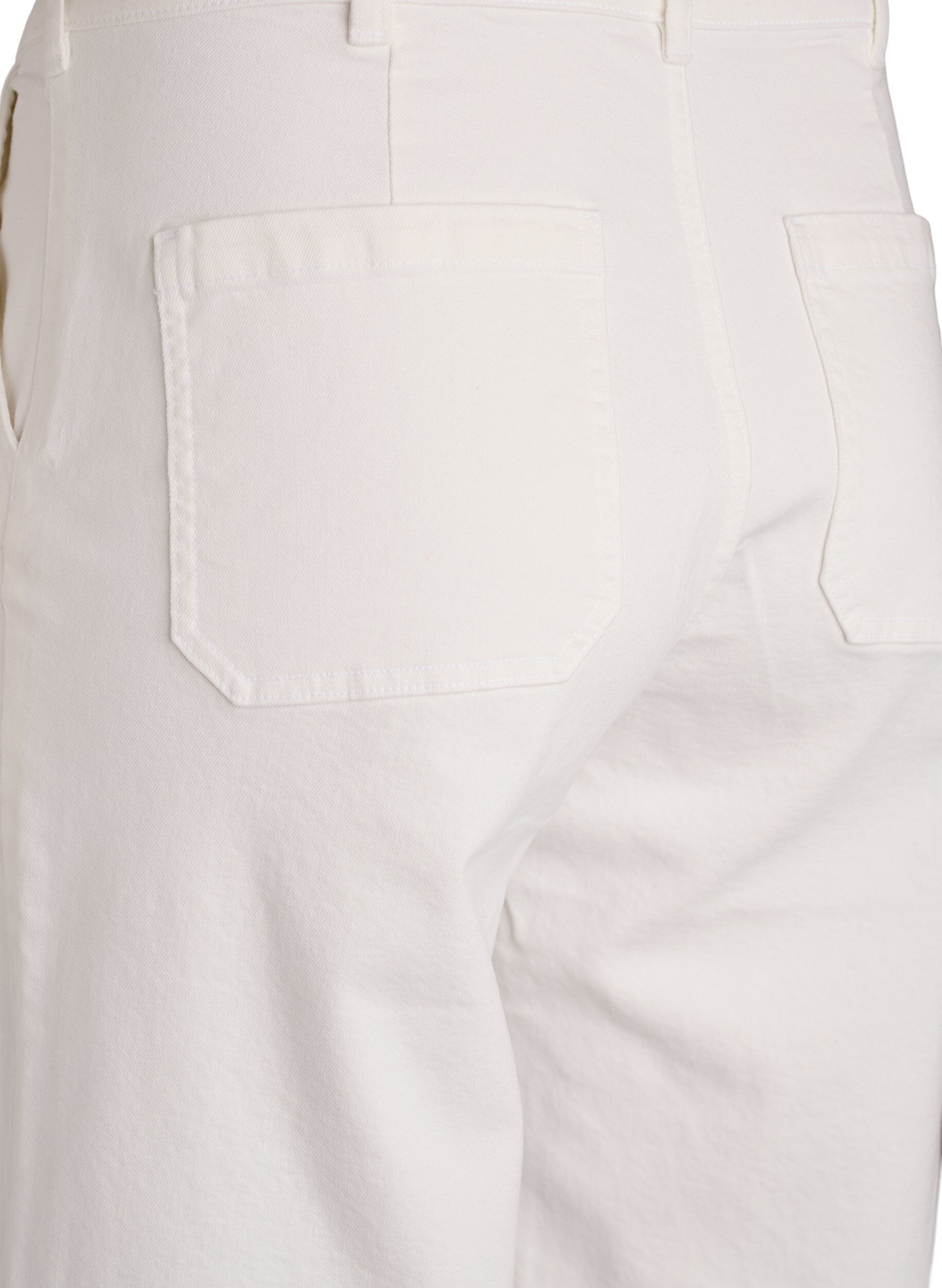 ZizziMyra jeans med h&ouml;g midja och bred passform, Vit, Packshot image number 3