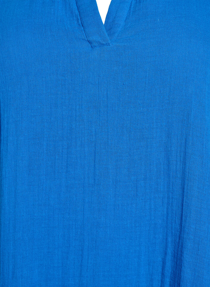 Kort klänning i bomullsmuslin med mönster, Blå, Packshot image number 2