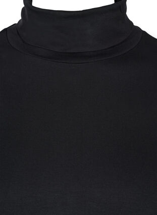 Kroppsnära viskoströja med hög hals, Black, Packshot image number 2