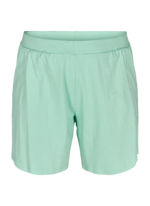 Lösa shorts i bomull med fickor, Lichen, Packshot image number 0