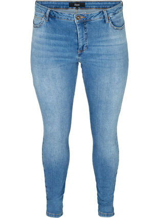 Extra slim Nille jeans med hög midja, Light blue denim, Packshot image number 0