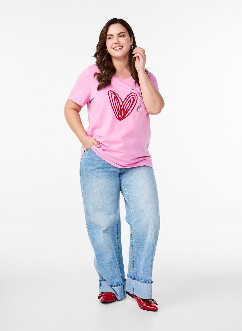 T-shirt i bomull med motiv, Begonia P. w. Heart, Model image number 2
