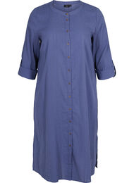 Skjortklänning i bomull med 3/4-ärmar, Nightshadow Blue