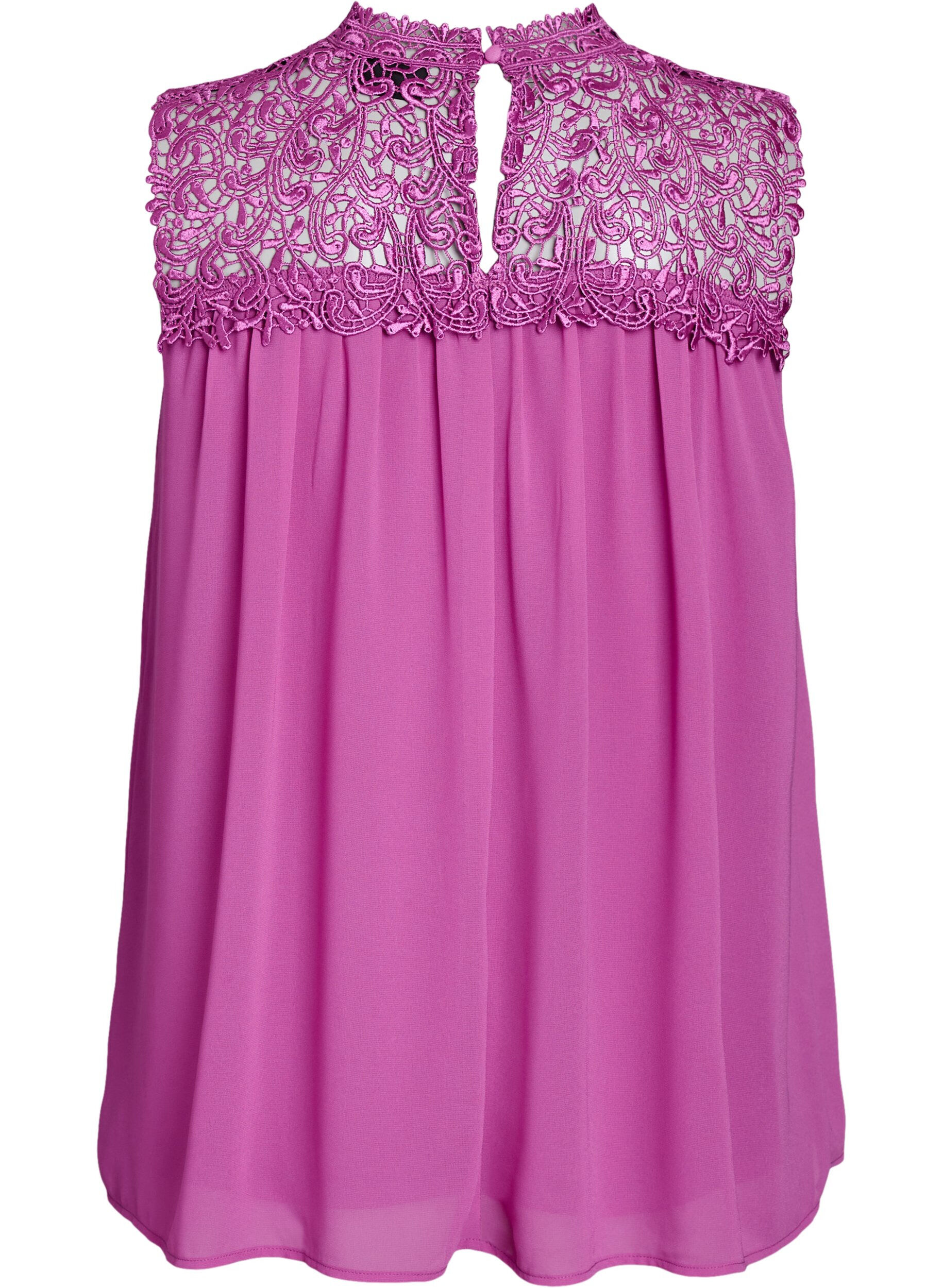 Zizzi &Auml;rml&ouml;s partytopp med virkade detaljer, Lila, Packshot image number 1