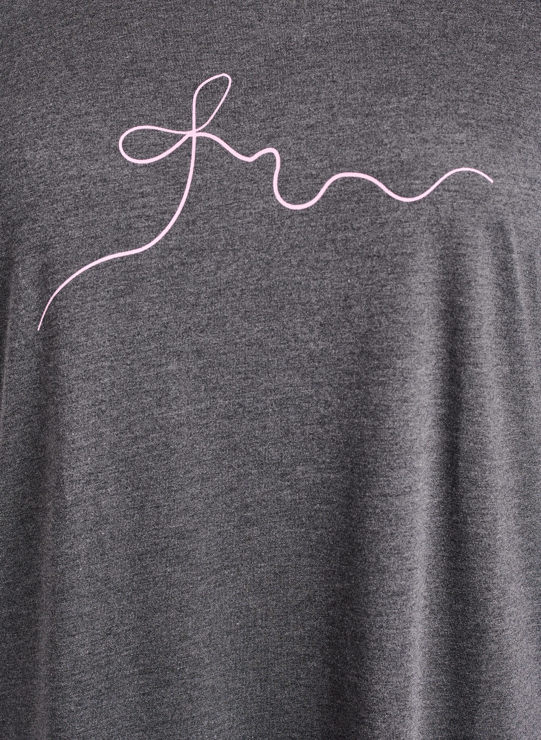 Zizzi Kort&auml;rmat nattlinne med texttryck, Svart, Packshot image number 2